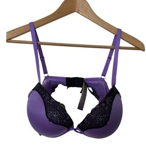 Victoria’s Secret Very Sexy Bombshell Push-up Bra Size 38C Purple Black Flaw